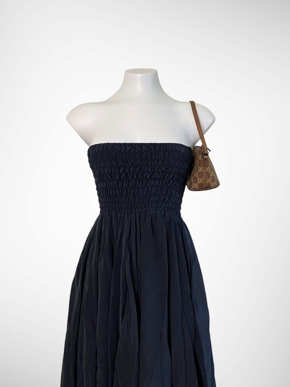 INDIE ELLA 100% Silk Recycled Sari Dress – Midnight Navy Boho Handkerchief Hem - Picture 2 of 7